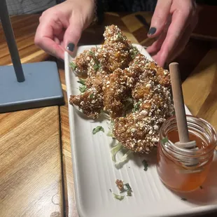 Popcorn Chicken with hot honey