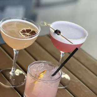 two cocktails on a table