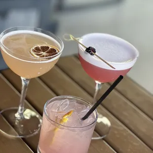 two cocktails on a table