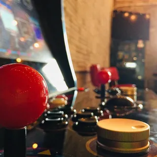 a close up of a red ball on a game console