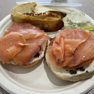Lox on an onion bagel all the way