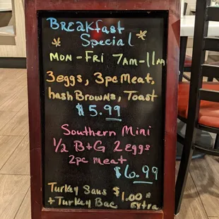 breakfast menu