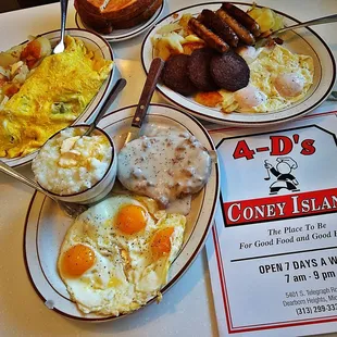 a variety of breakfast foods