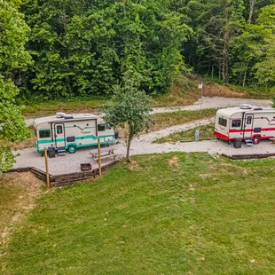 Our Vintage Campers are available. Enjoy all the modern-day amenities in our retro-style campers along with a private campsite.