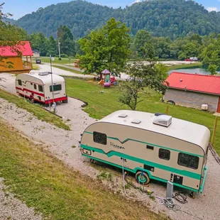 Our Vintage Campers are available. Enjoy all the modern-day amenities in our retro-style campers along with a private campsite.