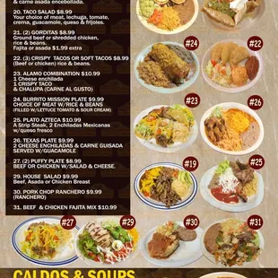 the menu of the restaurant