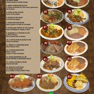 the menu of the restaurant