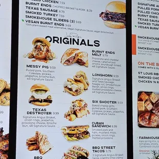 Menu as of December 2023