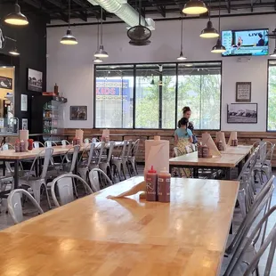 a woman sitting at a table