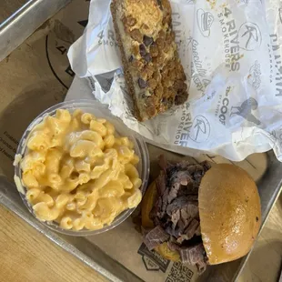 Brisket sandwich, Mac &amp; cheese, with a dessert bar!