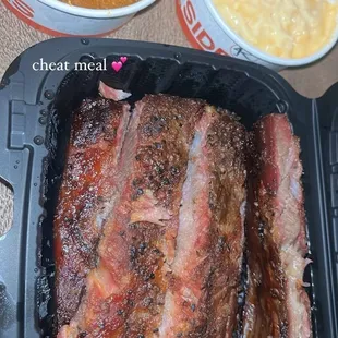1/2 Rack Baby Back Ribs 2 Sides (sweet potato casserole, Mac &amp; Cheese)