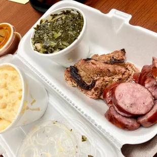 Smokehouse 2 X 2 (Brisket, Smoked Sausage, Mac &amp; Cheese, Collards)