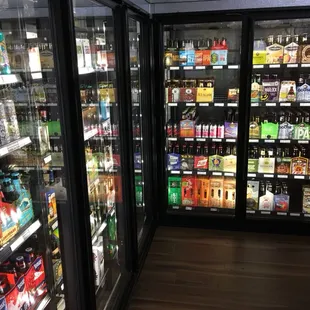 a refrigerator full of beverages