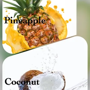 a pineapple, coconut, and water splash