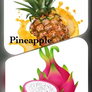 a pineapple and dragon fruit