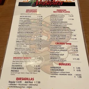 Front of menu