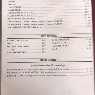 the menu