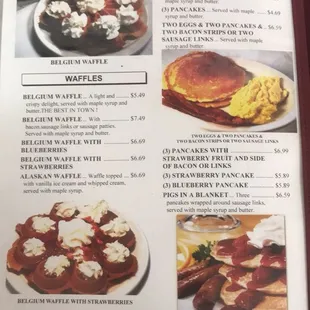 a menu for breakfast