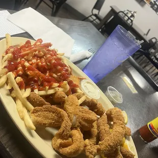 Fish and shrimp dinner