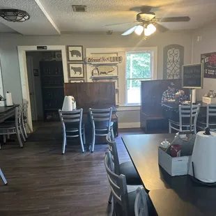 Inside is quaint and comfy