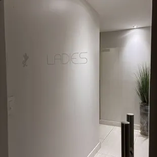 Entrance to ladies room- the upstairs area where the restrooms are located smells like a spa!
