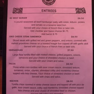 the menu