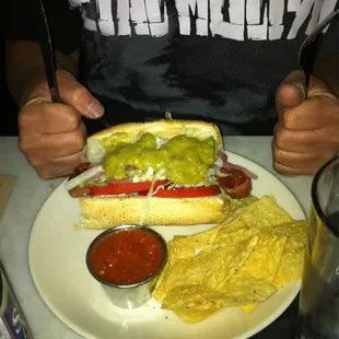Sonoran Hot Dog. Very good. The salsa warm, very different but really good