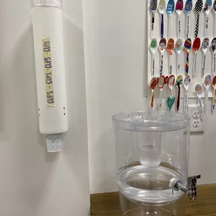 Water with an artistic spoon display