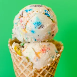 Monster Cookie - peanut butter ice cream with oatmeal cookie dough, m&amp;m and chocolate chips