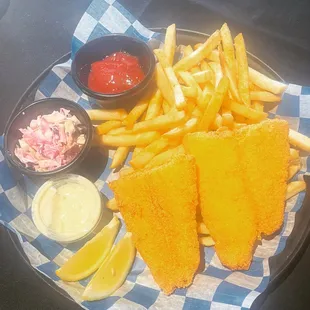 a plate of fish and chips