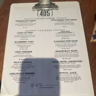a menu on a table