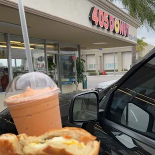 Thai tea smoothie and delish croissant