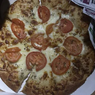 Cheese and tomato pizza