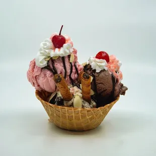 three ice cream sundaes