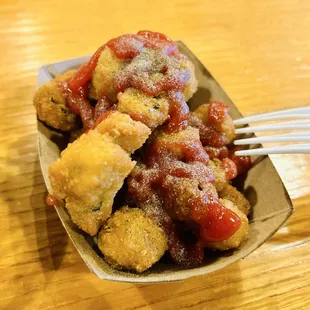 Fried Okra - after giving it my ketchup treatment
