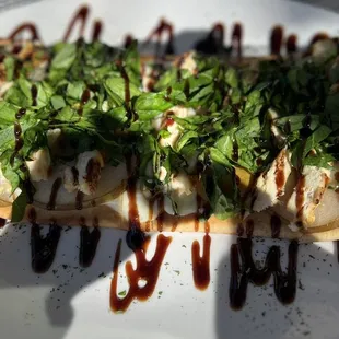 Balsamic Chicken Flatbread (subbed mozzarella for Swiss)   Delicious!!