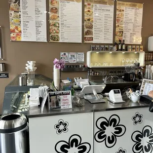 Menu behind cashier