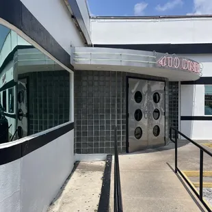 the entrance to the restaurant