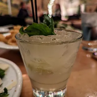 Basil Gimlet cocktail. $11. Hendrick&apos;s Gin, St-Germain Elderflower Liqueur, lime, basil.