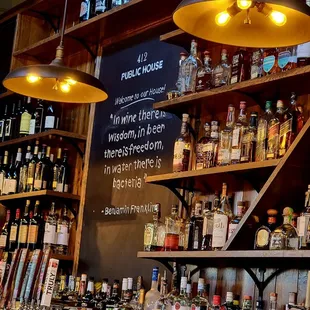 liquor bottles on shelves