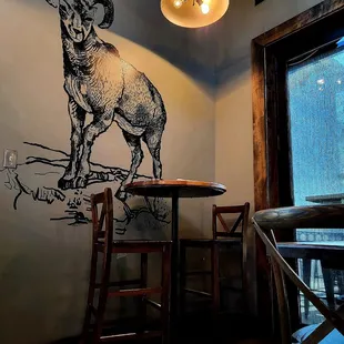 a goat on the wall