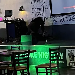 The MC being straddled by a customer