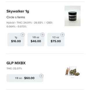 Advertised price for 1/2 oz