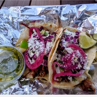 2 shredded beef tacos