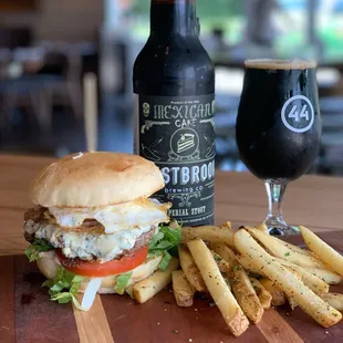 Black &amp; Blue burger with a Westbrook Mexican Cake