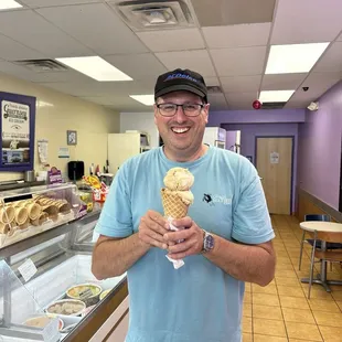 Two different flavors of ice cream. We like that only premium ice cream is sold here.