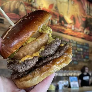 Beer cheese smash burger special