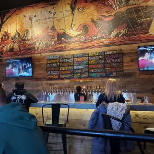 Bar area and beer list