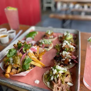 a close up of a tray of food