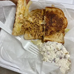 Buffalo Chicken melt and potato salad